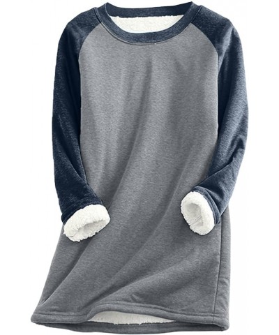 Womens Winter Warm Sweatshirt Fashion Sherpa Fleece Lined Pullover Thick Thermal Fuzzy Crewneck Tops Loungewear 02blue $6.37 ...