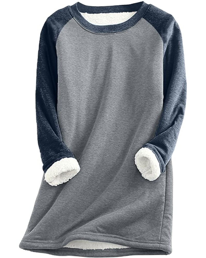 Womens Winter Warm Sweatshirt Fashion Sherpa Fleece Lined Pullover Thick Thermal Fuzzy Crewneck Tops Loungewear 02blue $6.37 ...