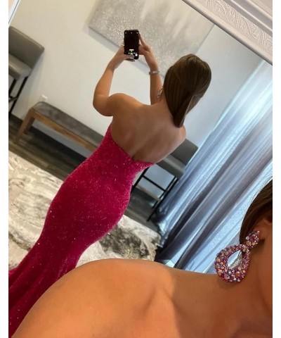 Mermaid Prom Dresses for Women Ball Gown Sparkly Sequin V Neck Long Formal Evening Gown Rose Gold $42.38 Dresses