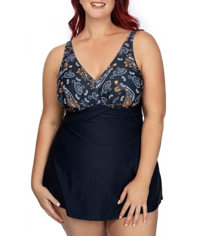 Women's Plus Size Swimsuits Shaping Body One Piece Swim Dresses Print Swimwear Dreaming $20.68 Swimsuits