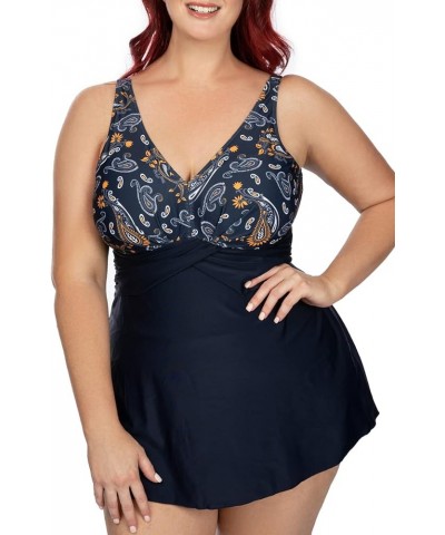 Women's Plus Size Swimsuits Shaping Body One Piece Swim Dresses Print Swimwear Dreaming $20.68 Swimsuits