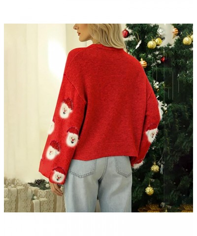 Christmas Sweater for Women Cute Merry Xmas Santa Holiday Pullover Crewneck Knit Sweatshirts Tops Red $10.90 Sweaters