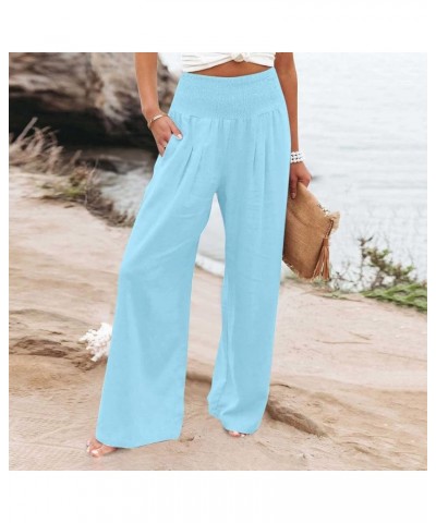 Women's Casual Loose Wide Leg Cozy Palazzo Pants Yoga Sweatpants High Waisted Sport Athletic Lounge Pants with Pocket 9-sky B...