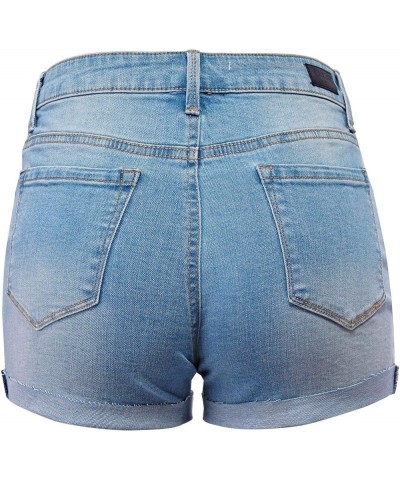 Women's Mid Waist Stretch Denim Jean Raw Hem Ripped 3.5" Shorts with Pockets Light $16.80 Shorts