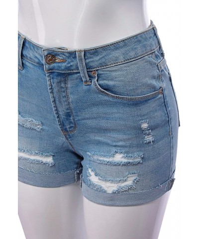 Women's Mid Waist Stretch Denim Jean Raw Hem Ripped 3.5" Shorts with Pockets Light $16.80 Shorts