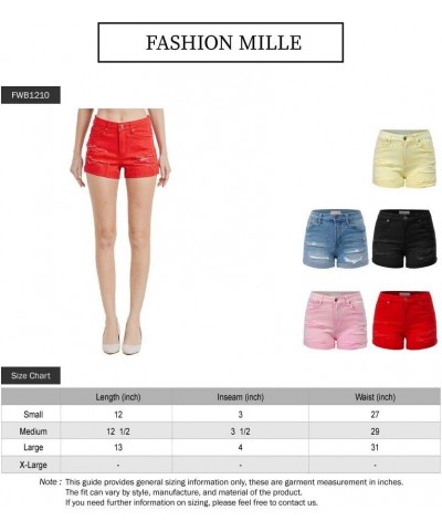 Women's Mid Waist Stretch Denim Jean Raw Hem Ripped 3.5" Shorts with Pockets Light $16.80 Shorts