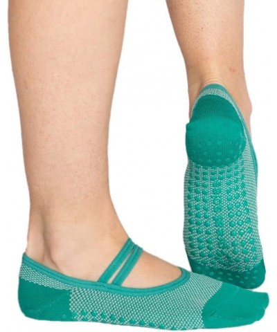 Ballet Grip Socks for Women - Non Skid Non Slip - Pilates Yoga Barre Ballet Green/Green $11.00 Activewear