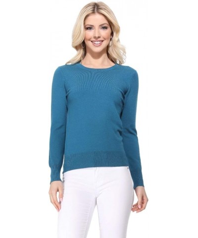 Women's Knit Sweater Pullover – Long Sleeve Crewneck Basic Classic Casual Knitted Soft Lightweight T-Shirt Top Teal Blue $10....