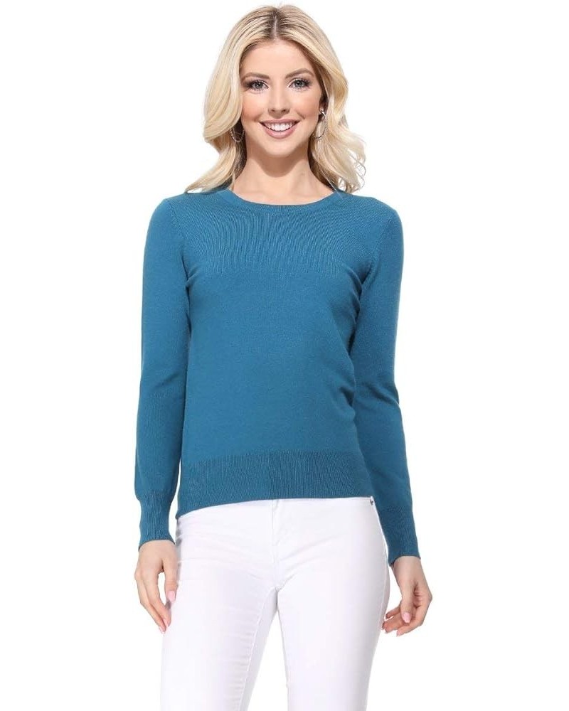 Women's Knit Sweater Pullover – Long Sleeve Crewneck Basic Classic Casual Knitted Soft Lightweight T-Shirt Top Teal Blue $10....