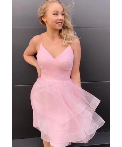 Homecoming Dresses 2023 Short Glitter Tulle Cocktail Dresses for Teens Spaghetti Straps Tiered Sparkly Mini Party Dresses Ros...