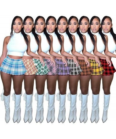 Mini Pleated Skirts for Women Womens Cargo Tennis Skirt Y2k Skater Skirt Girl Sexy Club School Skirt Orange Plaid $13.52 Others