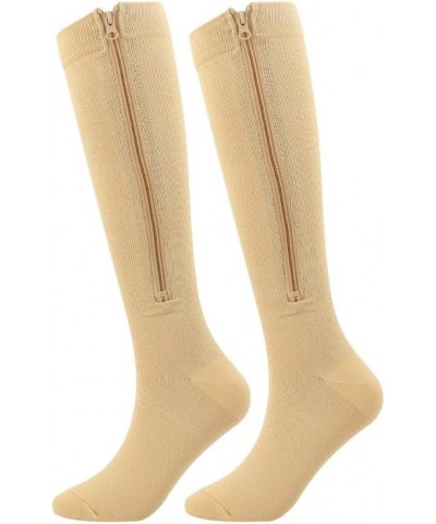 Zipper Compression Socks Men Women, 20-30mmhg Closed Toe Compression Stocking Calf Knee High Suit for Running Large-X-Large B...