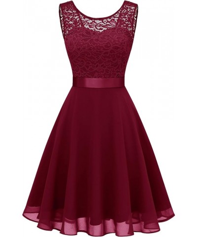 Cocktail Dresses Prom Dress for Teens Wedding Guest Sleeveless Lace Formal Dresses Short-darkred $21.38 Dresses