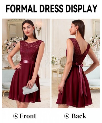 Cocktail Dresses Prom Dress for Teens Wedding Guest Sleeveless Lace Formal Dresses Short-darkred $21.38 Dresses