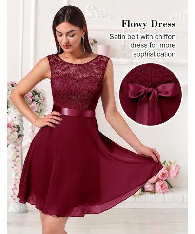 Cocktail Dresses Prom Dress for Teens Wedding Guest Sleeveless Lace Formal Dresses Short-darkred $21.38 Dresses