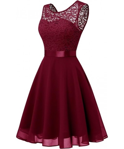 Cocktail Dresses Prom Dress for Teens Wedding Guest Sleeveless Lace Formal Dresses Short-darkred $21.38 Dresses