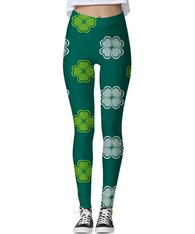 Women's St. Patrick's Day Leggings Stretchy Graphic Printed Green Four Leaf Clover Stretchy Graphic Printed Legging Tights Z0...