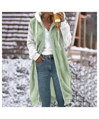 Womens Fuzzy Sherpa Pullover Hoodie Long Zip Up Fleece Jacket Plus Size Tunic Length Hoodies Soft Comfy Sweater Coat 03 Green...