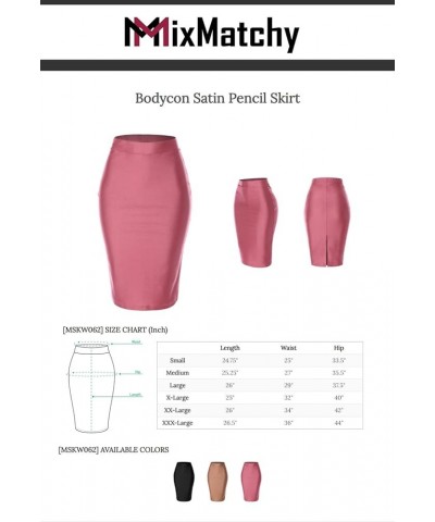 Women's Classic Bodycon Below Knee Office Slim Fit Stretch Midi Pencil Skirt Satin Coco Brown $9.43 Skirts