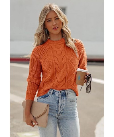 Women's Casual Pullover Sweater Solid Color Ribbed Knit Sweatshirt Long Sleeve Crew Neck Sweater Shirt Pure Orange $22.43 Swe...