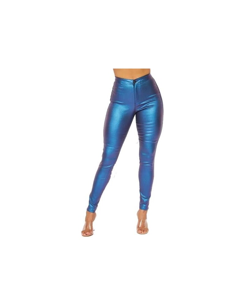 Plus Size Super High Waisted Stretchy Skinny Jeans in Mocha Metallic Blue $16.72 Jeans