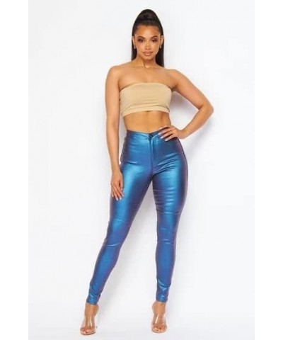 Plus Size Super High Waisted Stretchy Skinny Jeans in Mocha Metallic Blue $16.72 Jeans