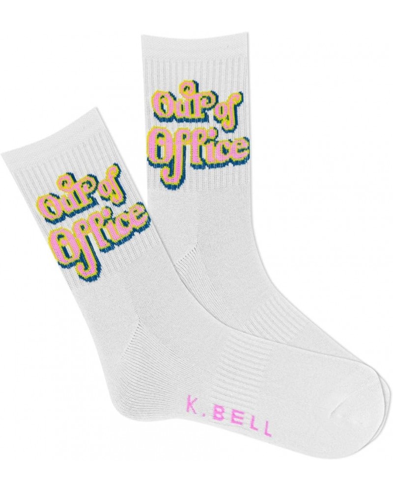 Women's Fun Jobs & Occupation Crew Socks-1 Pairs-Cool & Cute Novelty Mom Gifts Out of Office (White) $5.84 Socks