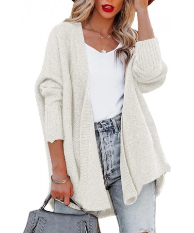 Womens Kimono Batwing Long Sleeve Knit Cardigan Sweaters Open Front Oversized Chunky Sweater Outerwear White $10.43 Sweaters