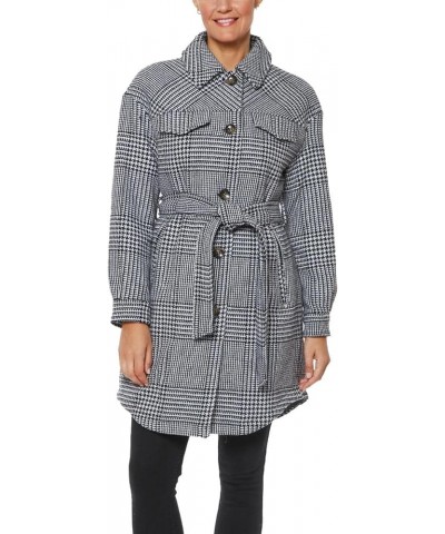 Womens Houndstooth Warm Wool Coat Black/White Glencheck $17.59 Coats