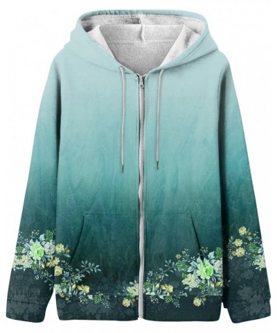 Womens Hoodies,Women's Casual Fashion Striped Printed Long Sleeve Pullover Hoodies Zipper Sweatshirts Coat 2-cyan $12.38 Hood...