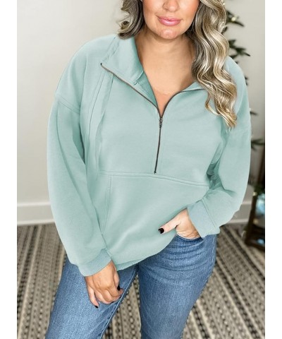 Womens Plus Size Hoodies Tops Casual Long Sleeve Drawstring Button Down Pullover Sweatshirt with Pocket(1X-5X) Zip Green $18....