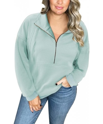 Womens Plus Size Hoodies Tops Casual Long Sleeve Drawstring Button Down Pullover Sweatshirt with Pocket(1X-5X) Zip Green $18....