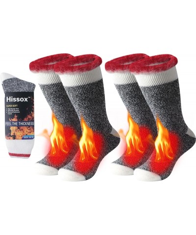 Winter Thermal Socks, Unisex 2.44 Tog Ultra Thick Warm Insulated Heated Crew Socks for Cold Weather 2 Pairs-black and White $...