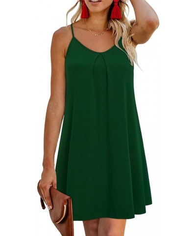 Women's 2024 Summer Casual Beach Dresses Cover Ups Floral V Neck Spaghetti Strap Backless Mini Sun Dress Dark Green $12.32 Sw...