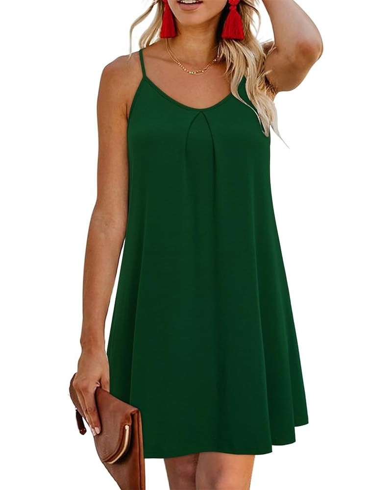 Women's 2024 Summer Casual Beach Dresses Cover Ups Floral V Neck Spaghetti Strap Backless Mini Sun Dress Dark Green $12.32 Sw...