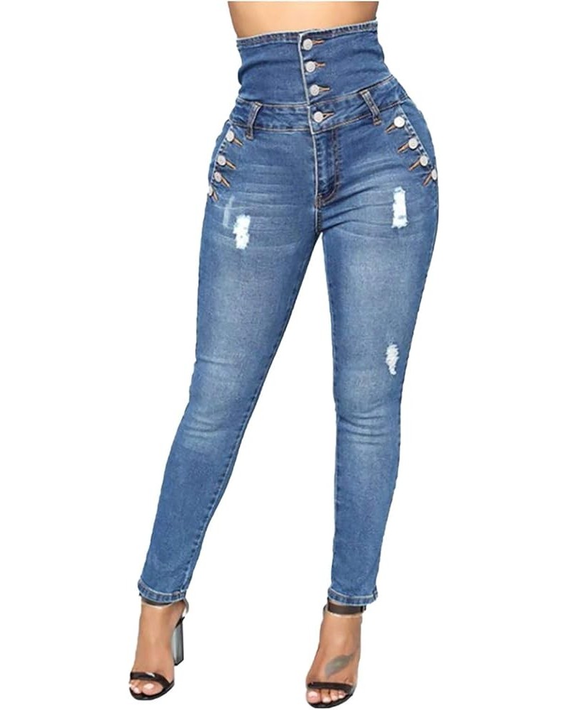 Women's Flared Jeans High Waisted Distressed Ripped Frayed Hem Trendy Denim Pants Bell Bottom Jeans for Women Blue 04 $5.81 J...