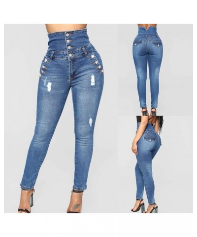 Women's Flared Jeans High Waisted Distressed Ripped Frayed Hem Trendy Denim Pants Bell Bottom Jeans for Women Blue 04 $5.81 J...