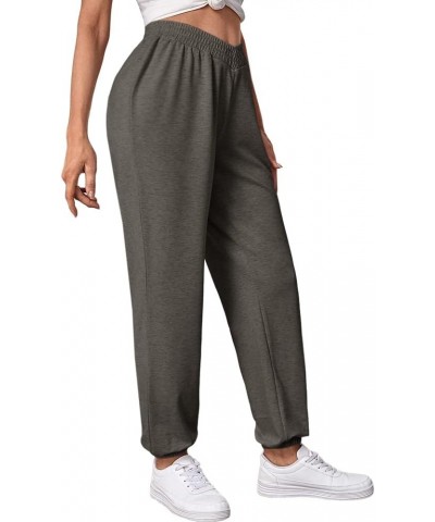 Women's Crossover High Waisted Sweatpants Athletic Fit Joggers Pants Baggy Lounge Wear with Pockets Dark Grey $15.36 Activewear