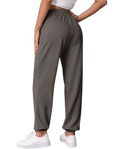 Women's Crossover High Waisted Sweatpants Athletic Fit Joggers Pants Baggy Lounge Wear with Pockets Dark Grey $15.36 Activewear