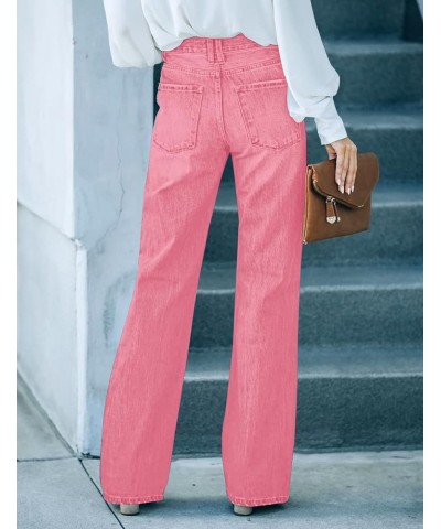 High Waisted Ripped Flare Jeans for Women Distressed Bell Bottom Jeans Wide Leg Pants Z1 Candy Pink $21.12 Jeans