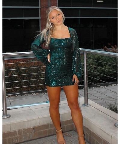 Sequin Long Sleeve Homecoming Dresses for Teens Sparkly Tight Short Mini Prom Cocktail Party Dress Gown Chocolate $28.04 Dresses