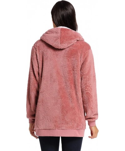 Fleece Coat for Women,Women's Oversized Zip Up Hooded Jacket Winter Plus Size Sherpa Coat Apink $23.93 Jackets