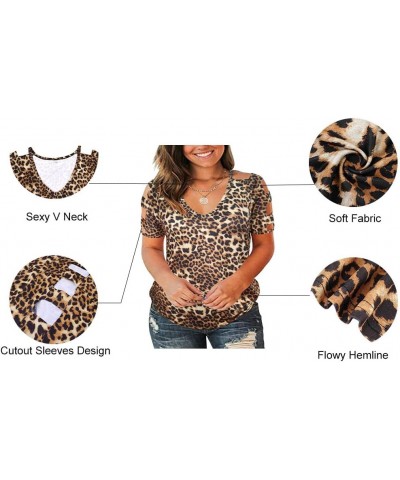 Plus Size Tops for Women V/Round Neck Summer Tops E662-leopard Print $13.74 Tanks