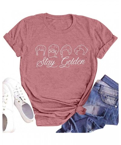 Golden Girls Shirts for Women Inspiration Letter Graphic Kindness Shirts Casual 80s Vintage Tee Tops Pink $12.47 T-Shirts