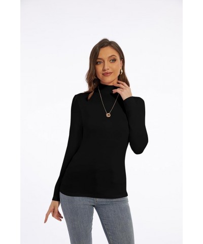 Mock Turtleneck Long Sleeve Basic Tops for Women Going Out Undershirts Trendy Clothes Black $6.78 Underwear