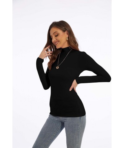 Mock Turtleneck Long Sleeve Basic Tops for Women Going Out Undershirts Trendy Clothes Black $6.78 Underwear