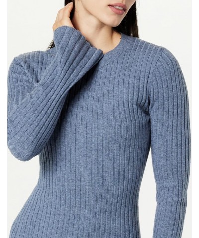 Women's Fernanda Bell Sleeve Ribbed Sweater Dress Dusty Blue $31.73 Sweaters