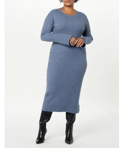 Women's Fernanda Bell Sleeve Ribbed Sweater Dress Dusty Blue $31.73 Sweaters