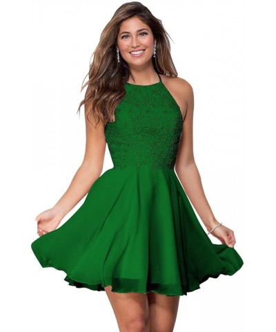 Women's Short Lace Homecoming Dress Knee Length Halter Prom Dresses for Teens Graduation Party Gown Hunter Green $26.00 Dresses