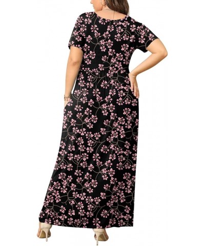 Women Summer XL-6X Plus Size Maxi Dress Long Dresses with Pockets Fl Gypsophila Black $16.81 Dresses